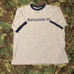Vintage Nike Team center‎ swoosh ringer tee Syracuse NY heather grey mens XXL/27